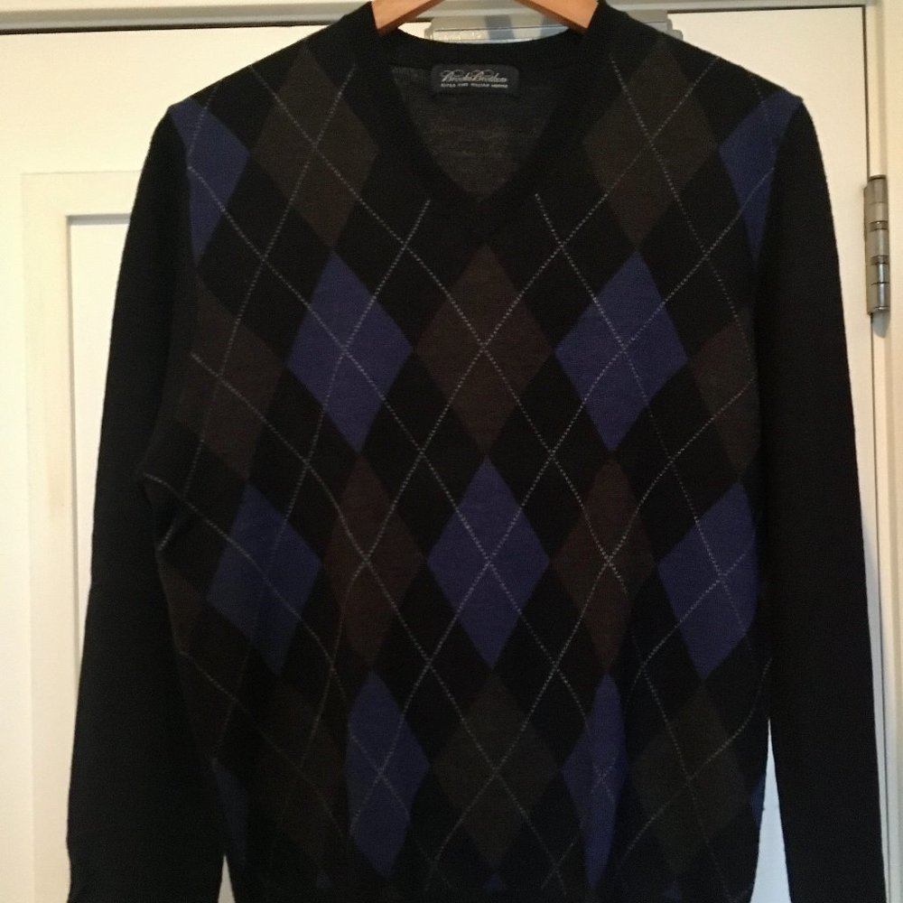Brooks Brothers Merino Sweater in Navy/Argyle